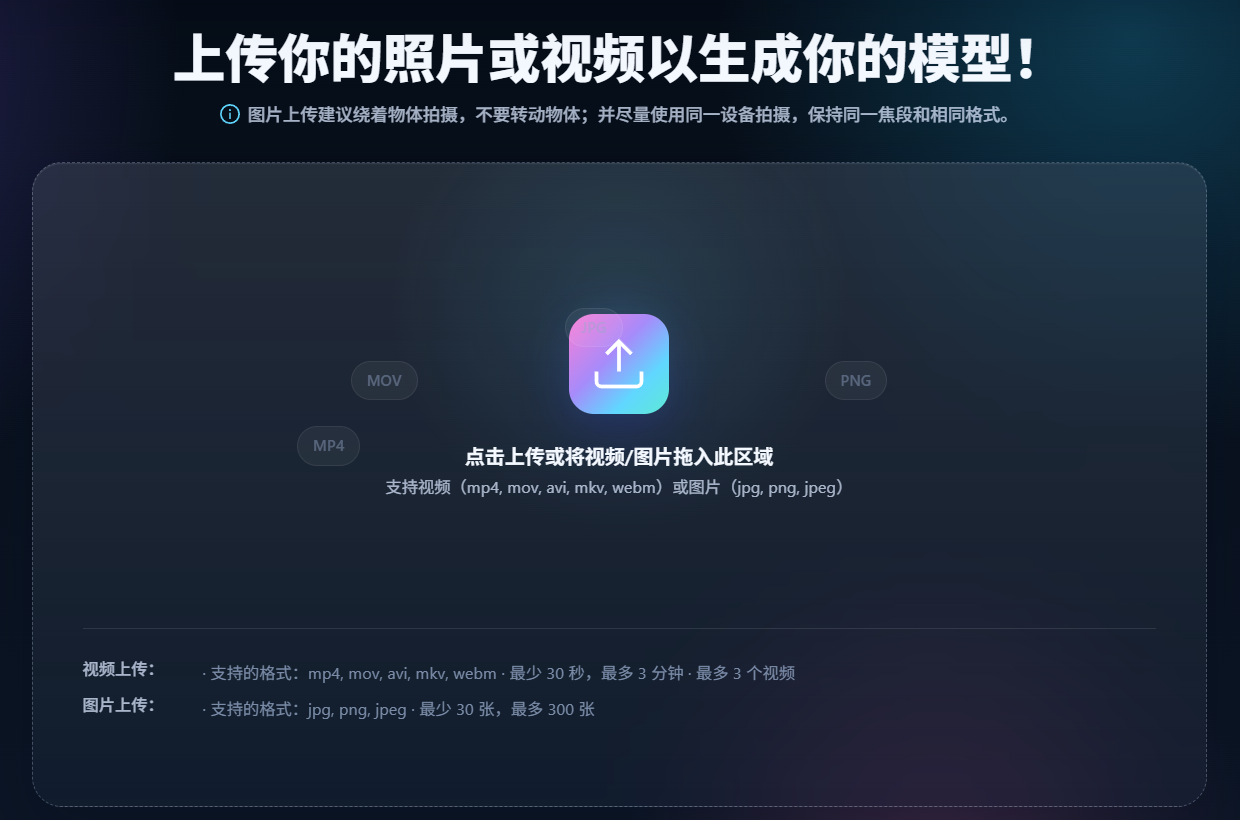 上传照片序列或短视频
